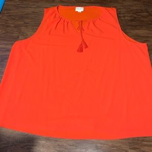 Ana & Viv Blouse 4X EUC bright orange with tassels